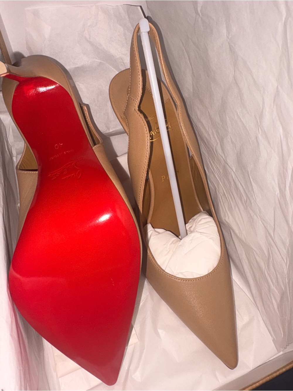 Christian Louboutin Tan Slingback Pump with Signature Red Sole